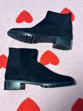 Stuart Weitzman Black Suede Chelsea Boots